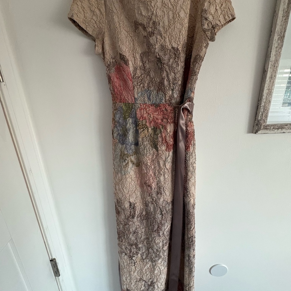 Adrianna Papell Tan and Brown Sheath Maxi Dress
